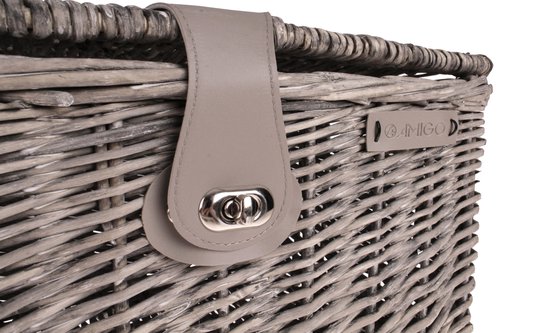 Panier Vélo Rotin Gris Cendré 16L Avec Couvercle - AMIGO