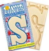 Tony's Chocolonely Chocolade Letter S - Witte Chocolade Pepernoot Reep - Sinterklaas Cadeau - Fairtrade Belgische Chocolade - 180 Gram