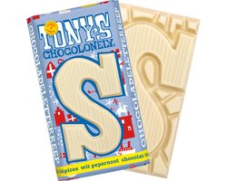 Tony's Chocolonely - Chocoladeletter - Wit Pepernoot - Sinterklaas - Schoencadeautjes - Sint Cadeau - 180 Gram - Fairtrade Belgische Chocola