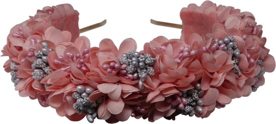 Jessidress® Haarbloemen Dames Hoofdband Luxe Haar diadeem met bloemen Haarband Bruids - Roze