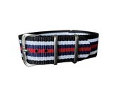Premium Red White Blue - Nato strap 20mm - Stripe - Horlogeband Rood Wit Blauw + Luxe pouch