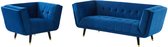 SAMANTHA II 3+1 zits fluwelen sofa - Middernachtblauw L 200 cm x H 76 cm x D 91 cm