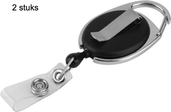 CHPN - Sleutelhanger - Uitrekbare sleutelhanger - Koord~Sleutelhanger - Keychain - Keycord - Pashouder - Met pasjes lusje - Zwart - En broekclip - 2 stuks