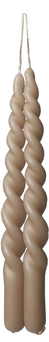Twisted kaarsen taupe - 2pc - swirl- candle