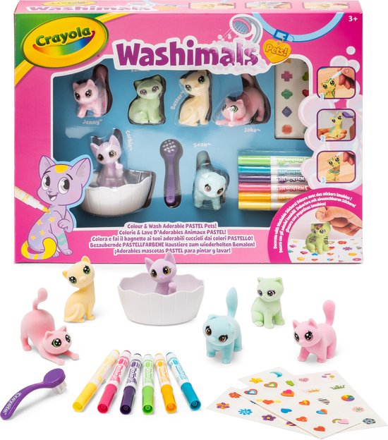 CRAYOLA Washimals Peculiar Pets – Kit Coloriage Magique Avec 4 Figurines Lavables