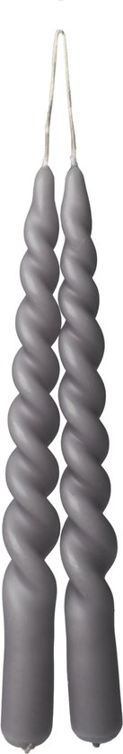 Twisted kaarsen grijs- 2pc - swirl- candle- grey