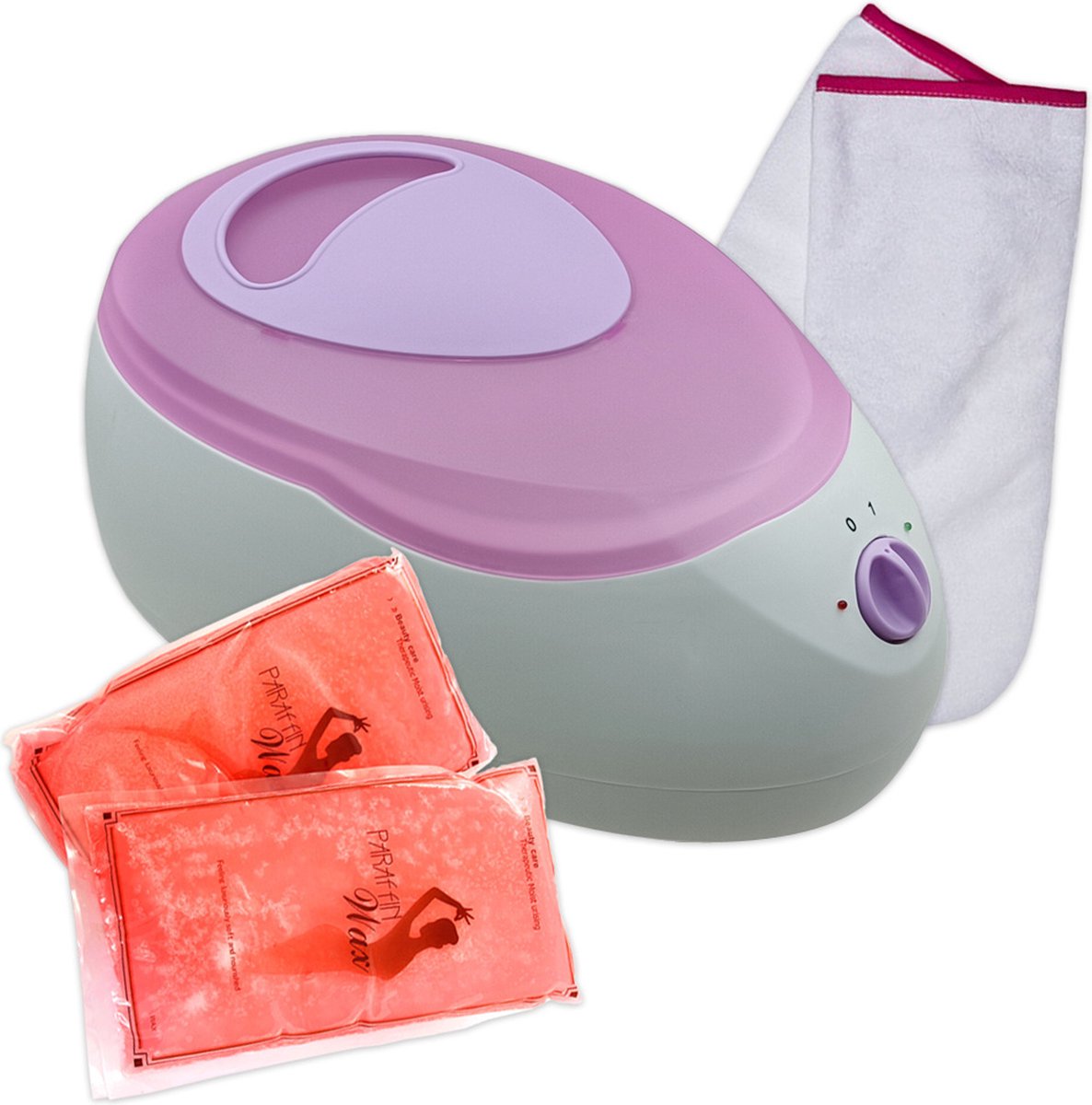 Paraffinebad set standaard wit/roze PRO- paraffinebad - handen - wax