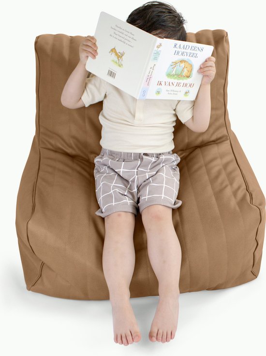 Foto: Henvae kinder zitzak kinder zetel zitzak voor kinderen bruin vegan leer met vulling loungestoel sofa beanbag lounger vlekbestendig waterbestendig speelkamer kinderkamer decoreren peuterkamer voor kinderen cadeau tip