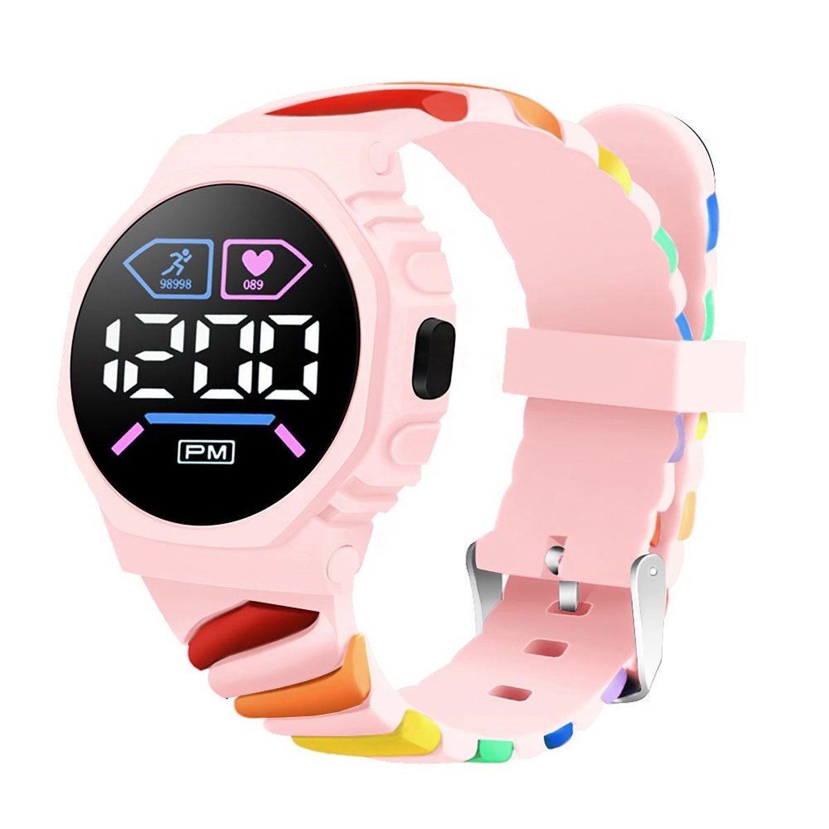 Swirl Digital Horloge - Lichtroze | Ø 37 mm | Siliconen | Fashion Favorite