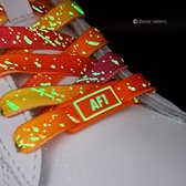 Beste Veters – Schoenaccessoires - Lichtgevende veters – Airforce veters en gesp oranje – Glow in the dark - 120 cm – Airforce gesp oranje – af1 gesp oranje - Koningsdag - Oranje-Kerst -AF1 - EK2024
