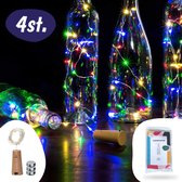 Guirlande lumineuse pour bouteille - Multicolore - 4 pièces - Avec liège - Guirlande lumineuse - Guirlande lumineuse sur piles - Guirlande lumineuse - Éclairage de fête et éclairage d'ambiance - Intérieur et extérieur