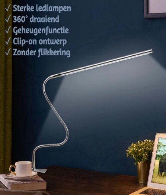 Lampe de bureau LED avec pince - Lampe à pince flexible - Lampe de
