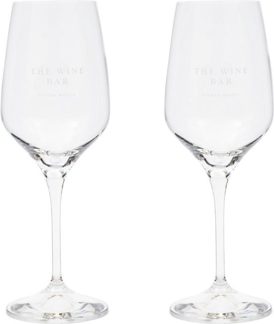 Riviera Maison Witte wijnglas, Wittewijnglas - The Wine Bar, met tekst 590 ml - Transparant - set van 2 stuks cadeau geven