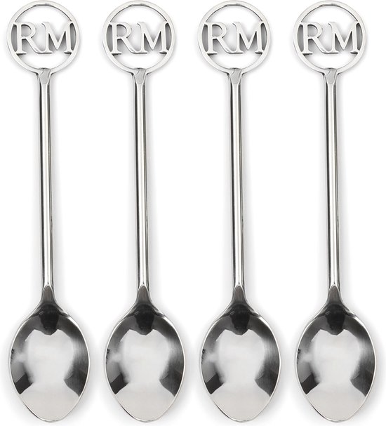 Riviera Maison Koffielepel, Lepeltjes set met logo, Dessertlepel - RM Monogram, Theelepel 4 stuks - zilver