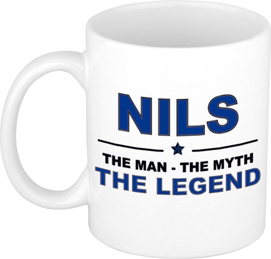 Nom cadeau Nils - L'homme, le mythe la légende tasse à café / tasse 300 ml - nom / noms tasses - Cadeau pour anniversaire / fête des pères / retraite / succès / merci