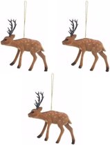 3x Kersthanger bruin rendier hangers 13 cm - kerstboomhanger kerstdecoratie/kerstversiering
