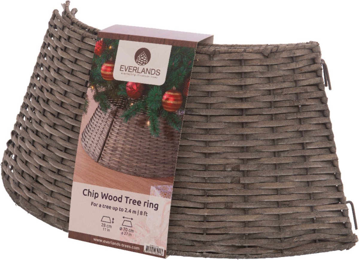 Decoris Kerstboommand - grijs - wilg hout - D70 x H28 cm - voor kerstboom tot 240 cm - Kerstboomrok - mand – foto 2