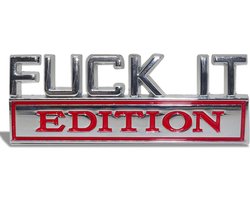 Auto Embleem Fuck It Edition - Zilver Chroom Rood - Zelfklevende Badge - Embleem - Logo - Auto Accessoires