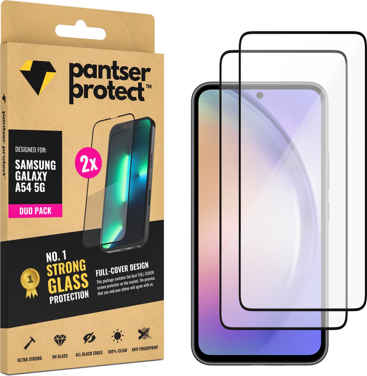DUO-PACK - 2x Pantser Protect™ Glass Screenprotector Geschikt voor Samsung Galaxy A54 5G - Case Friendly - Premium Pantserglas - Glazen Screen Protector
