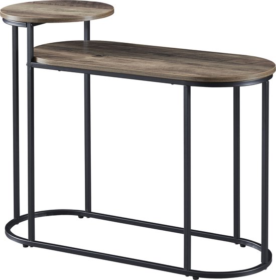 Industriële bijzettafel set Grace acaciahout rond (2 stuks) - Eureka Conceptshop