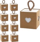 50 Stuks - Kraft Papieren - Snoepdozen - Geschenkdoosjes - Giftboxes - Hangbaar - Vintage Stijl - Ideaal voor Bruiloft en Verjaardagsfeesten - Recyclebaar - Bruin - Set van 50
