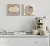 Wanddecoratie kinderkamer - 3D - wolk en maan - beige - taupe