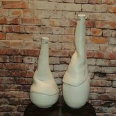 Vase grec céramique blanc L H44 cm D42 ouverture du bas 2 cm