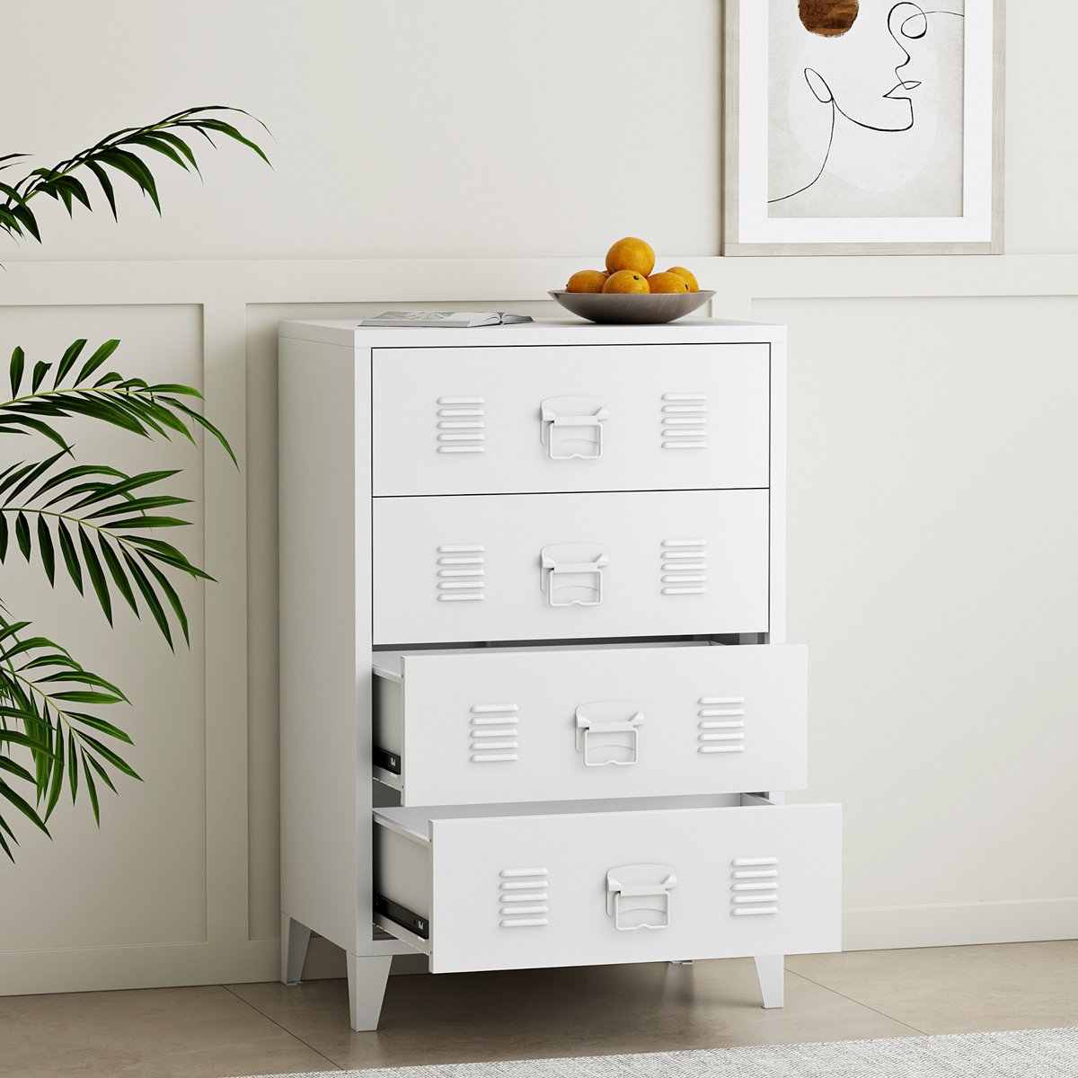 Ladekast Hämeenlinna commode met lades 92x80x40 cm wit [en.casa]