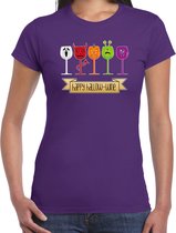 Bellatio Decorations Halloween verkleed t-shirt dames - wijn monster - paars - themafeest outfit L