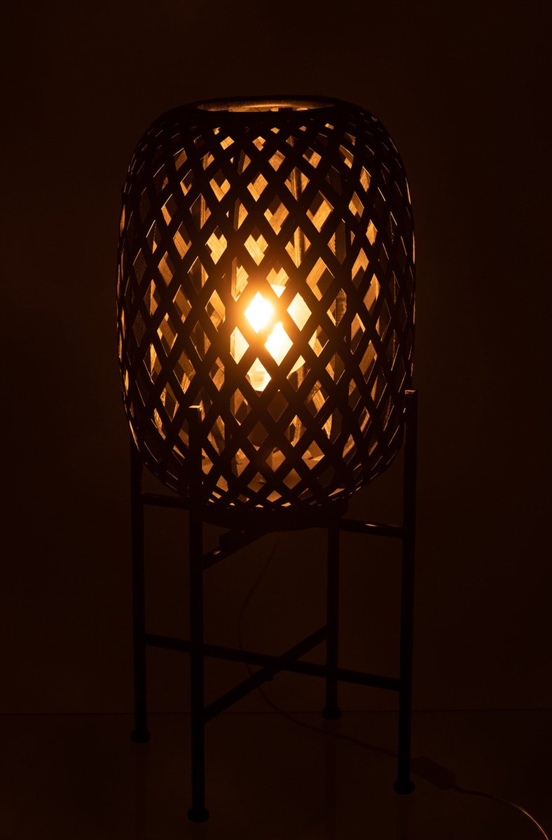 Bambusa - Vloerlamp - ovaal - bamboe - zwart - 1 lichtpunt