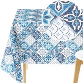 Premium Tafelkleed Afveegbaar 300 x 140 cm - 10 Zitplaatsen - Rechthoekig Tafelzeil - Portugees Azulejo Plastic Tafellaken