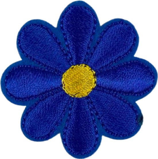 Madelief Bloemetje Strijk Embleem Patch Kobalt Blauw 4 cm / 4 cm / Kobalt Blauw