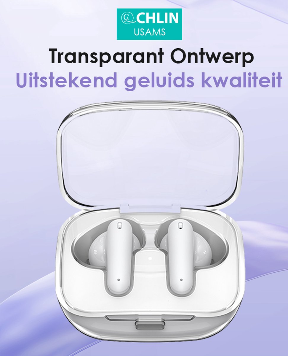 CL CHLIN® usam Transparanto: Draadloze In Ear Bluetooth oordopje met transparant case - Draadloze oortje Bluetooth - Sport oordopjes - bluetooth oordopjes - draadloze oordopjes - oortjes draadloos - draadloze oortjes bluetooth -black friday 2023