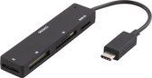 DELTACO UCR-154 Lecteur de carte USB-C SD - USB 2.0 - Carte mémoire Micro SD - M2 - Noir