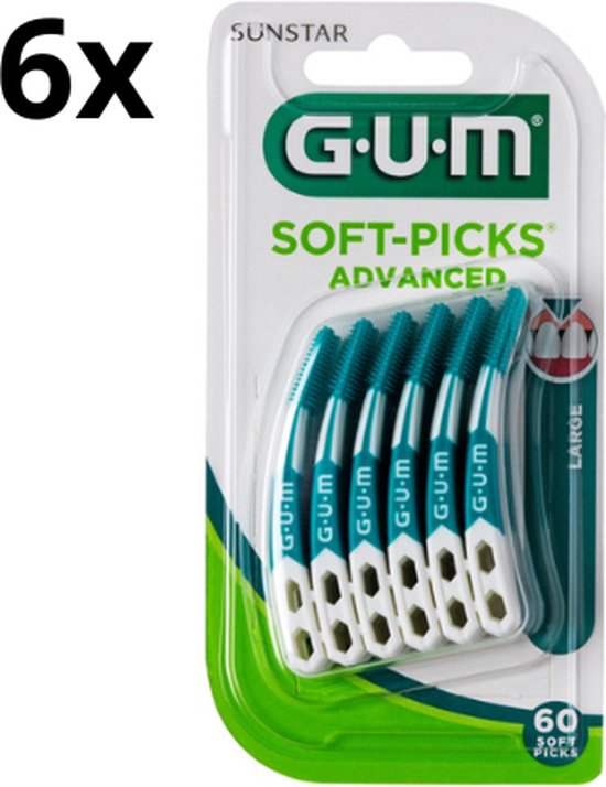 Foto: Gum soft picks advanced large 6 x 60 stuks voordeelverpakking