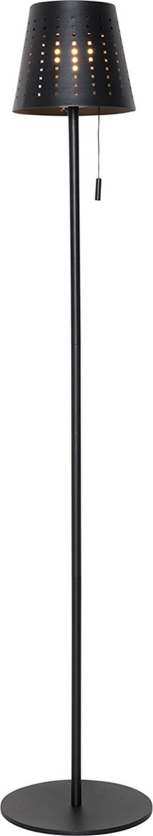 Qazqa Buiten Vloerlamp Zwart Incl. Led 3-staps Dimbaar Op Solar - Ferre