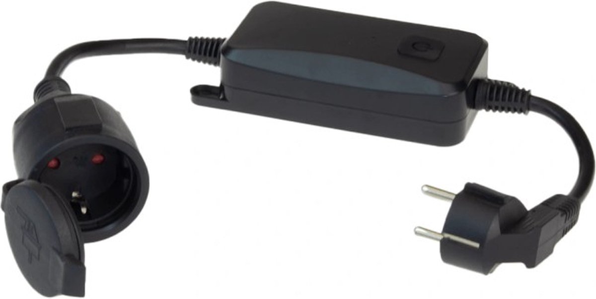 Slimme buitenstekker zwart - Enkele stekker - Timerfunctie en energiemeting - Smart plug