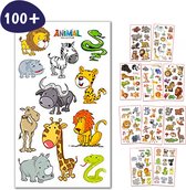 Tattoos Kinderen - Jungle Dieren - 105 Plak Tattoos - Uitdeelcadeautjes voor Kinderen - Traktatie - Tijdelijk - Nep - Tatoeages Kinderen - Temporary - Fake - Stickers - Jongens - Meisjes
