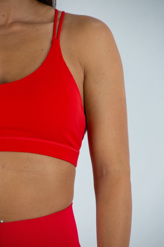 Foto: Gymhunterz dames fitness sport bh s workout crop top v hals reathable elastisch materiaal zweetafvoerende functie stretch in vier richtingen extra boterzacht handgevoel kleur rood maat s