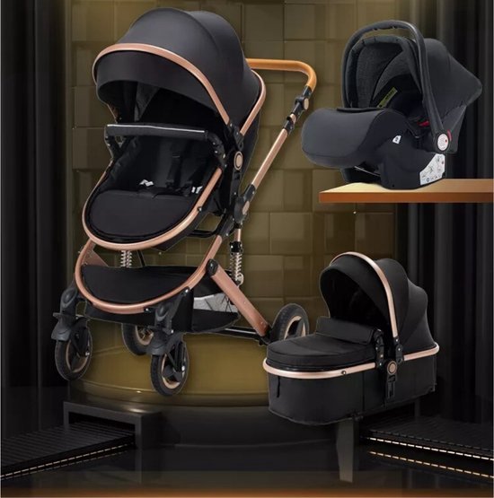 Happyment 3 in 1 Kinderwagen - Buggy - Wandelwagen Baby - Reisbuggy - Reis Buggy - Plooibuggy - Grijs van Happyment — afbeelding 4