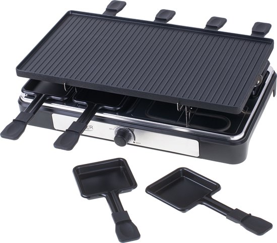 Raclette 8 personen - anti-aanbaklaag raclette grill elektrisch met 8 mini raclette pannetjes 2 houten spatels elektrische grill kerstcadeau raklittenband apparaat grill voor binnen en buiten Raclette 8 personen - anti-aanbaklaag raclette grill elektrisch met 8 mini raclette pannetjes 2 houten spatels elektrische grill kerstcadeau raklittenband apparaat grill voor binnen en buiten
