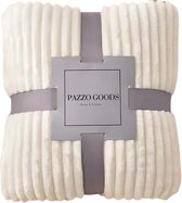 Pazzo Goods - Plaid - Écru - 150 x 200 cm - Polaire - Plaid Ribbel - Couverture pour le canapé