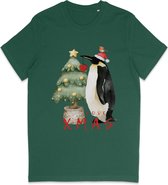 Grappig t Shirt Heren Dames - Kerst Pinguin - Groen - Maat 3XL