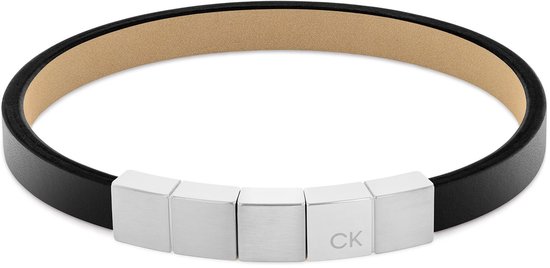 Calvin Klein CJ35000490 Heren Armband - Sieraad - Leer - Bruin - 8 mm breed - 19.5 cm lang