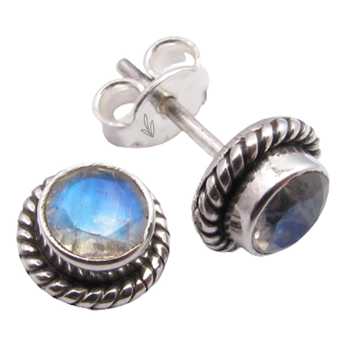 Natuursieraad - 925 sterling zilver maansteen oorknoppen - luxe edelsteen sieraad - handgemaakt