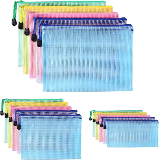 Pochettes transparentes en PVC pour classeur, dossiers à fermeture
