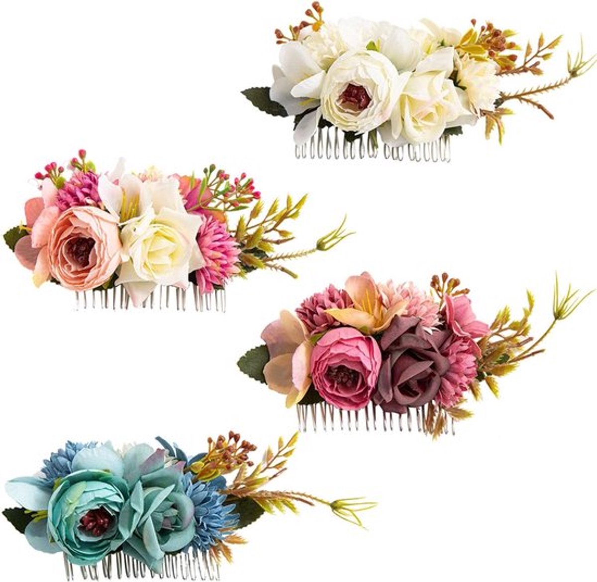 Set van 4 kunstbloemen haarspelden voor bruiloft en chignon haaraccessoires