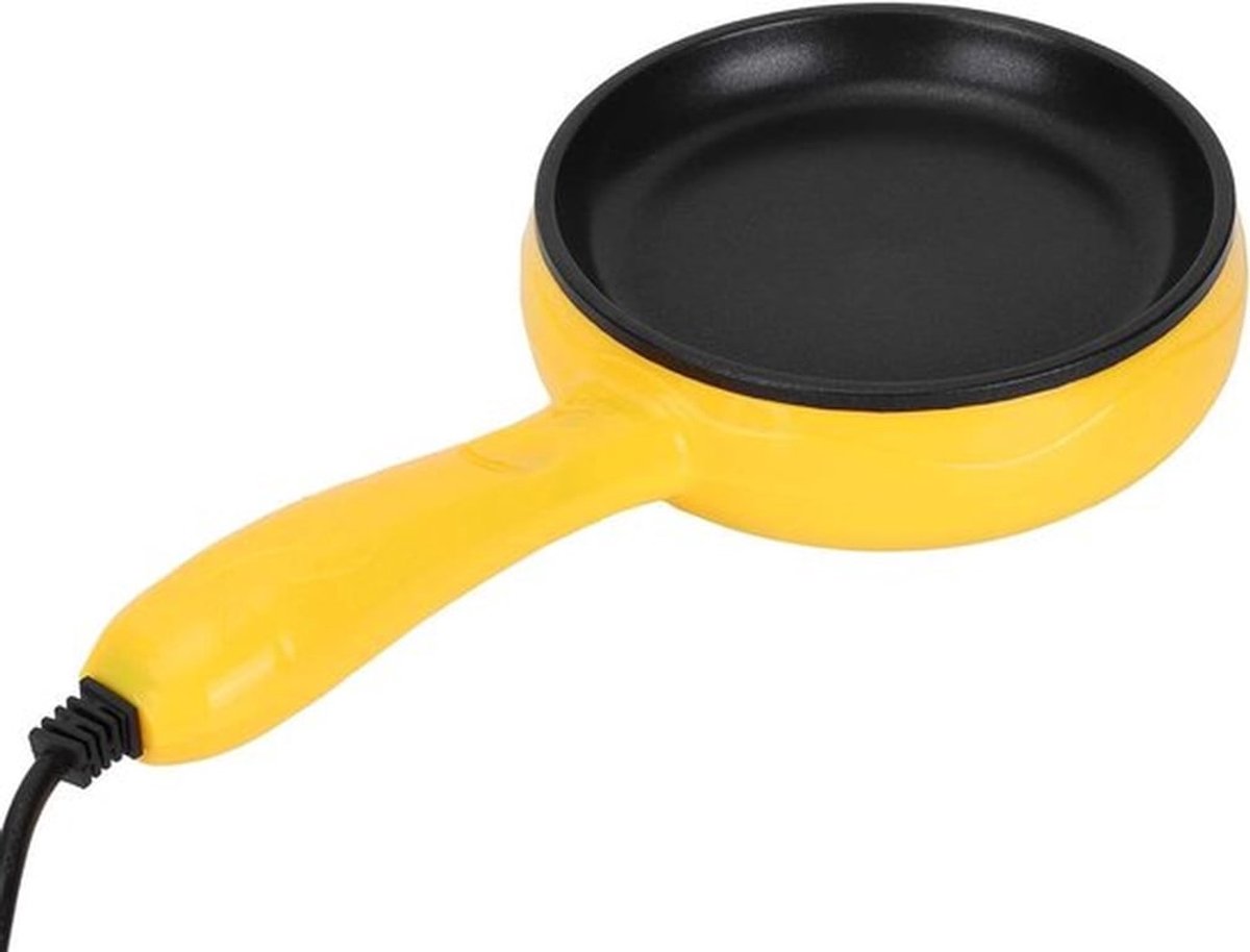 Multifunctionele Mini-Koekenpan voor Gebakken Biefstuk, Pannenkoeken en Omelet - Elektrische Kookplaat met Houten Spatel