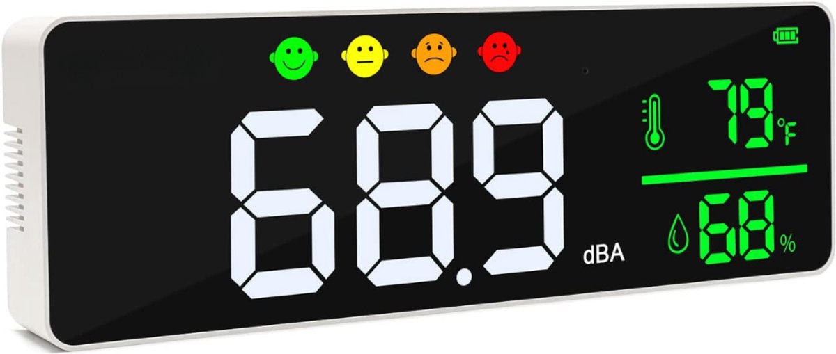HEZIVO® Professionele Decibelmeter - Geluidsmeter - dB Meter - Nauwkeurig - Muurbevestiging - LED Scherm