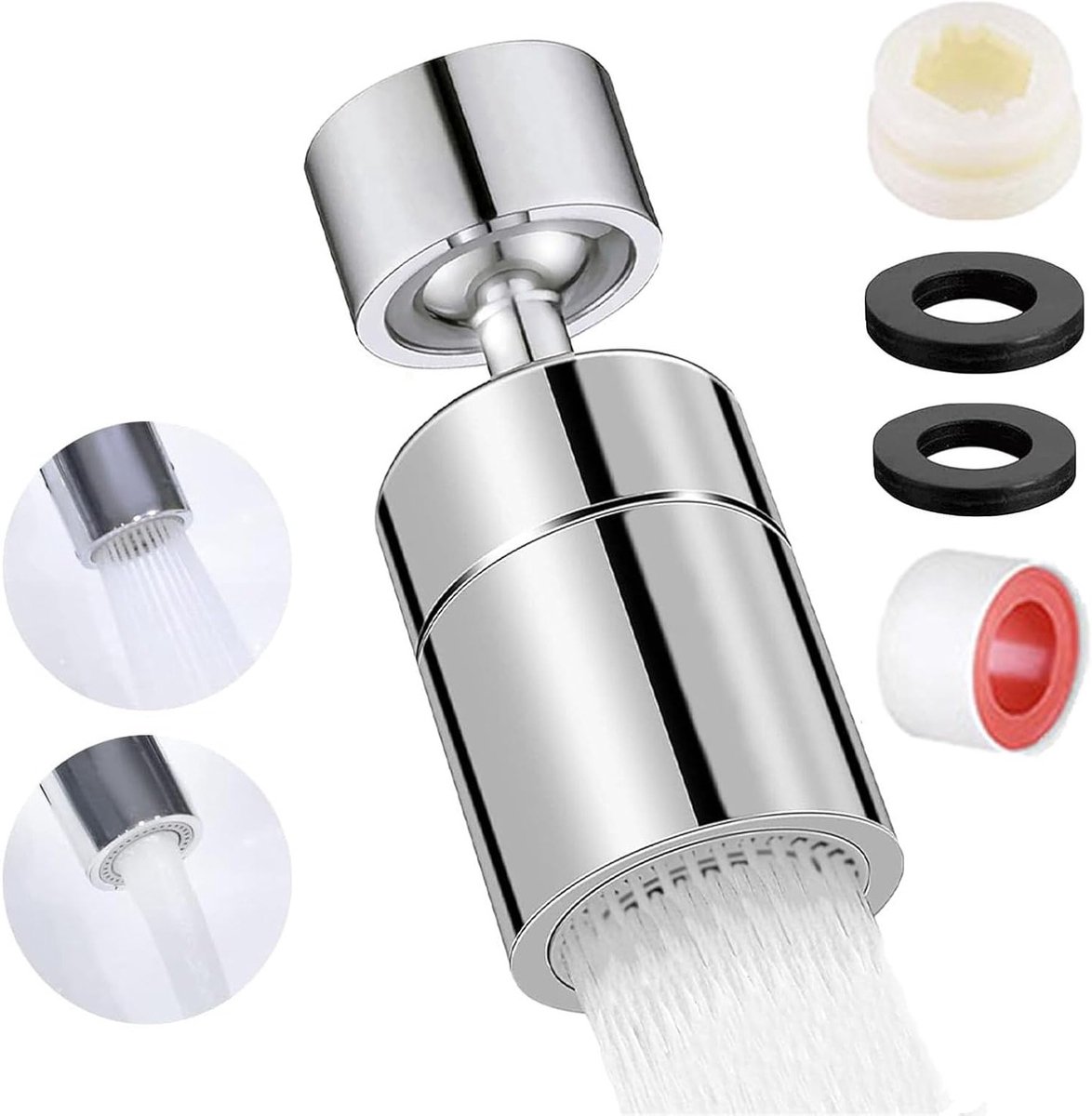Tap Attachment met 360° Rotatie, Waterbesparende Jet Regulator en 2 Sprayfuncties voor Keukenkraan